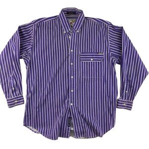 Vintage Mens shirt M striped purple oversized 80s boxy Cutter & Buck unisex